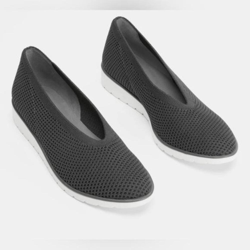Eileen Fisher Heaven Stretch Knit Wedge Ballet Flats Graphite Gray 9.5